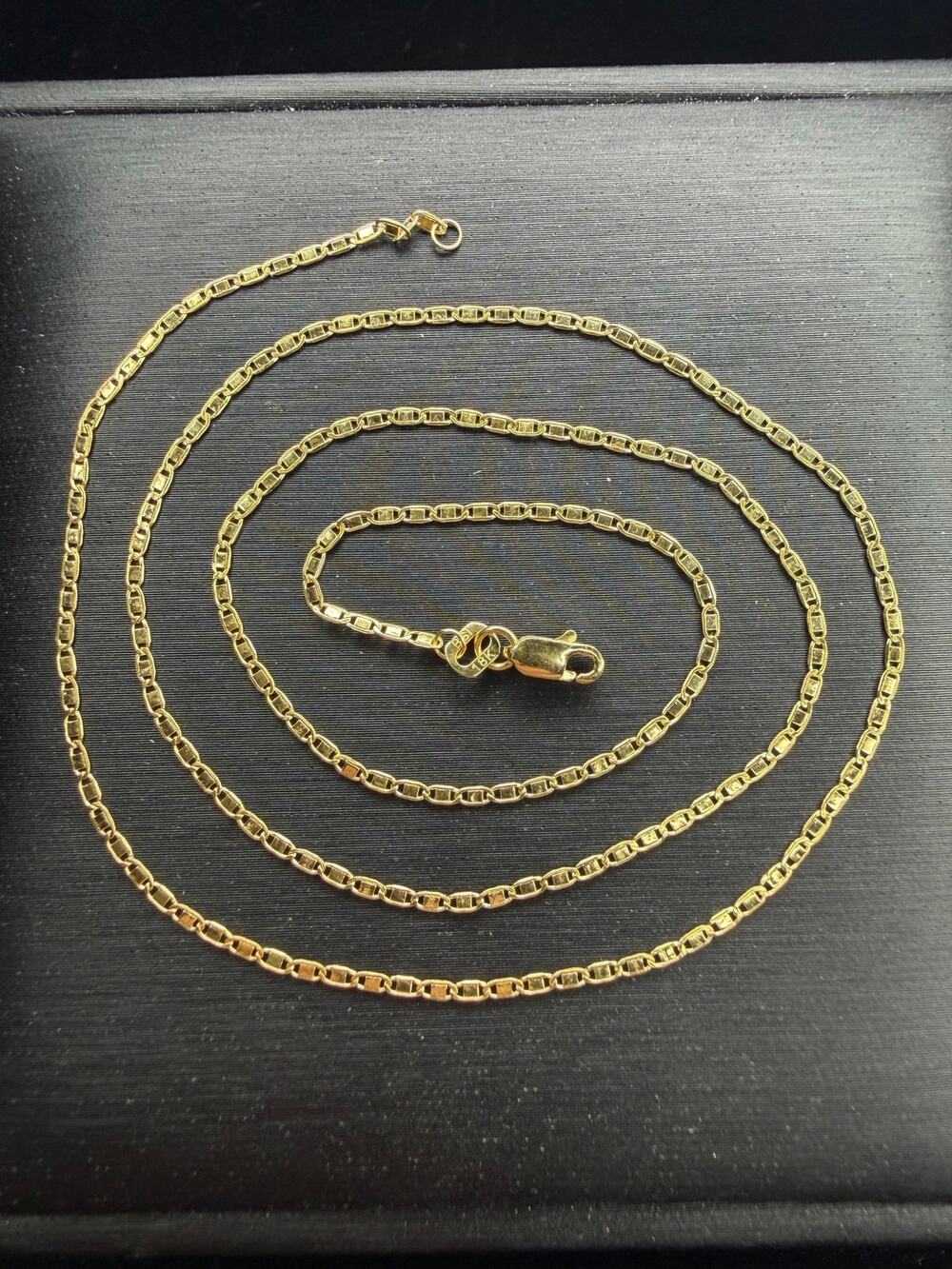 Solid Italian 18k Yellow Gold Valentino Necklace Chain 18" Long 1.5mm Wide